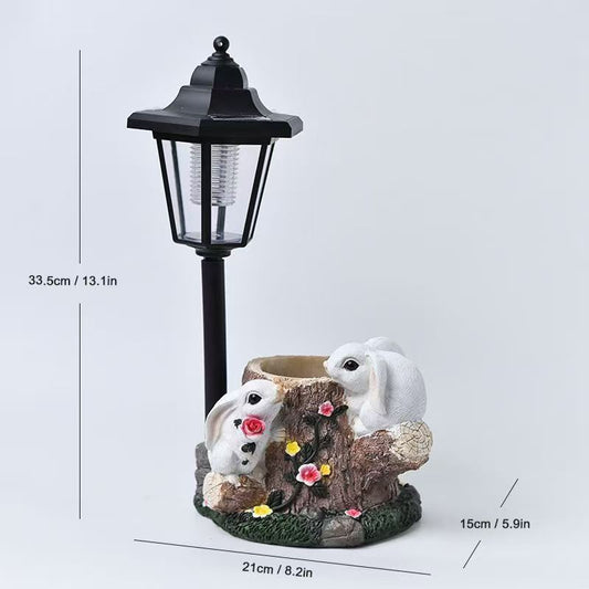太阳能六角花园灯动物庭院摆件 创意合成树脂工艺品 牧场公园户外花坛装饰灯 现代简约风景观灯 夜间自动发光 多种动物造型