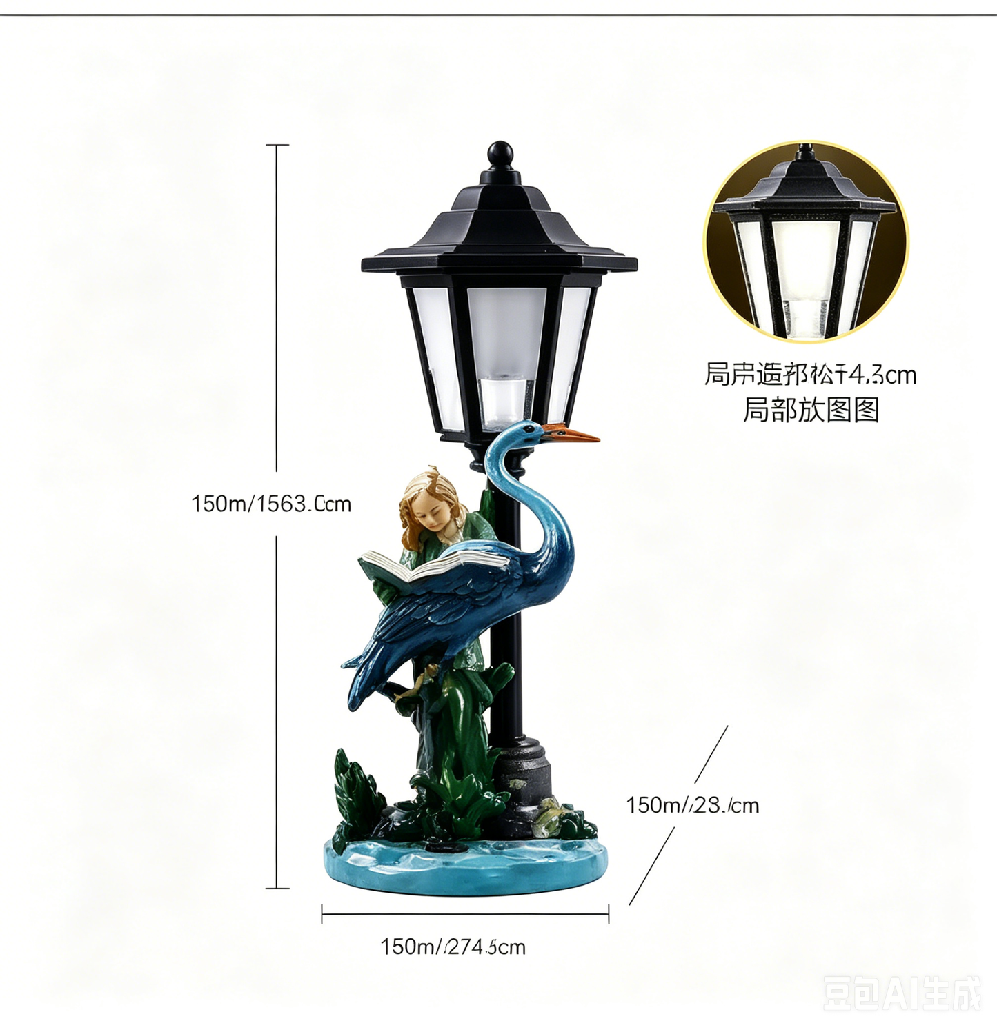 太阳能六角花园灯动物庭院摆件 创意合成树脂工艺品 牧场公园户外花坛装饰灯 现代简约风景观灯 夜间自动发光 多种动物造型